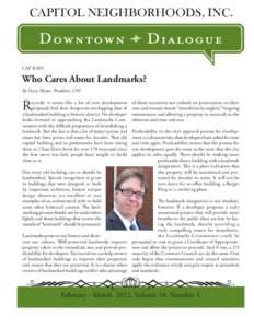 CAPITOL NEIGHBORHOODS, INC.  CAP RAPS Who Cares About Landmarks? By Davy Mayer, President, CNI
