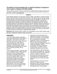 The History of Lead Arsenate Use in Apple Production: Comparison of its Impact in Virginia with Other States