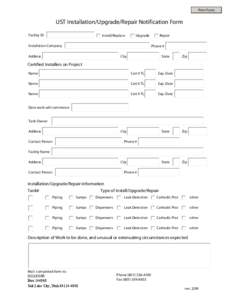 Print Form  UST Installation/Upgrade/Repair Notification Form Facility ID  Install/Replace