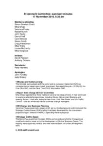 Investment Committee: summary minutes 17 November 2010, 9.30 am