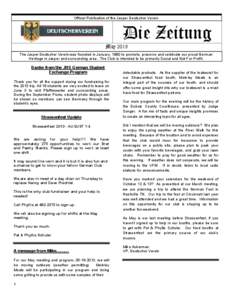 Official Publication of the Jasper Deutscher Verein  Die Zeitung May 2013 The Jasper Deutscher Verein was founded in January, 1980 to promote, preserve and celebrate our proud German Heritage in Jasper and surrounding ar