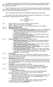 The Alleghany County Board of Commissioners met in regular session on Monday, November 4, 2013, at 6:30pm in the Board Meeting Room of the County Administration Building, 348 South Main Street, Sparta, North Carolina. Pr