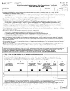 British Columbia Shipbuilding and Ship Repair Industry Tax Credit[removed]and later tax years)