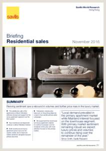 Savills World Research Hong Kong Briefing Residential sales