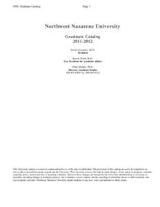 NNU Graduate Catalog  Page 1 Northwest Nazarene University Graduate Catalog