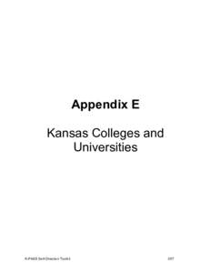 Appendix E Kansas Colleges and Universities K-PASS Self-Direction Toolkit