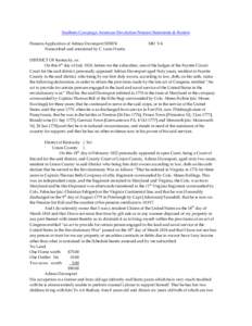 Southern Campaign American Revolution Pension Statements & Rosters Pension Application of Adrian Davenport S35874 Transcribed and annotated by C. Leon Harris. MD VA