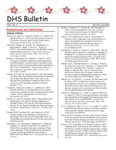 DHS Bulletin FY13 – No. 4 Presentations and Publications Journal Articles Acharya, K., Sueki, S., Conrad, B., Dudley, T.L., Bean, D.W.,