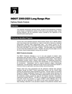 Chapter  9 INDOT[removed]Long Range Plan Highway Needs Analysis