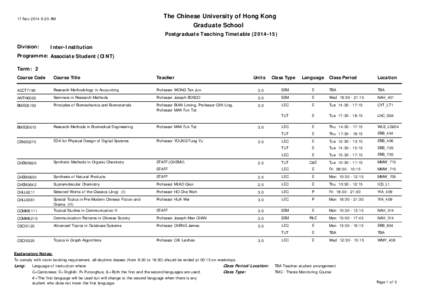 17 Nov[removed]:25 AM  The Chinese University of Hong Kong Graduate School Postgraduate Teaching Timetable[removed])