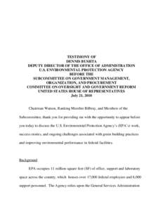 Testimony of Dennis Bushta, Deputy Director of the Office of Administration before the Subcommittee on Government Management, Organization, and Procurement, Committee on Oversight and Government Reform, US House of Repre