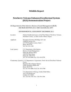 Geology / Oregon / AltaRock Energy / Enhanced geothermal system / Bureau of Land Management / Paulina Lake / United States Forest Service / Newberry National Volcanic Monument / East Lake / Geothermal energy / Deschutes National Forest / Deschutes County /  Oregon