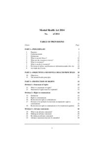 Mental Health Act 2014 No. of[removed]TABLE OF PROVISIONS