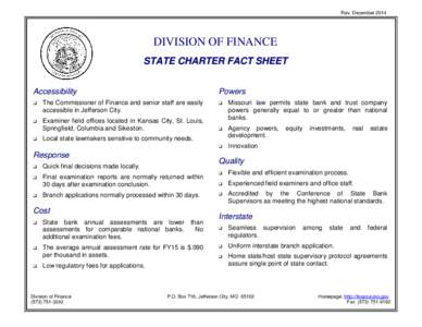 Rev. December[removed]DIVISION OF FINANCE STATE CHARTER FACT SHEET Accessibility