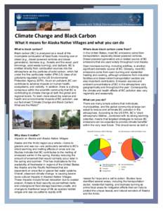 Climate Change and Black Carbon What it means for Alaska Native Villages and what you can do What is black carbon? Black carbon (BC) is produced as a result of the incomplete combustion of fossil fuels including coal or 