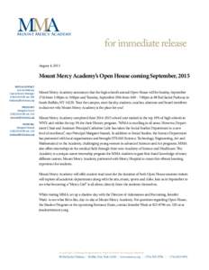 Mount Mercy Academy  for immediate release August 4, 2015