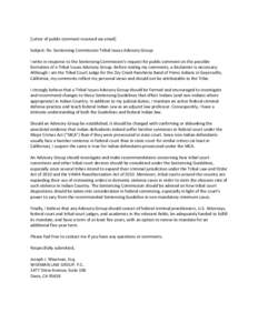 Letter of Public Comment - Tribal Issues Advisory Group