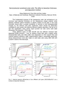 Semiconductor-sensitized solar cells: The effect of absorber thickness and deposition method Elena Rabinovich, Eran Edri and Gary Hodes Dept. of Materials and Interfaces, Weizmann Institute of Science, Rehovot 76100, Isr