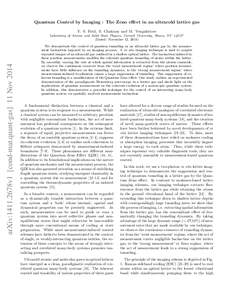 Quantum Control by Imaging : The Zeno effect in an ultracold lattice gas Y. S. Patil, S. Chakram and M. Vengalattore arXiv:1411.2678v1 [cond-mat.quant-gas] 11 NovLaboratory of Atomic and Solid State Physics, Corne