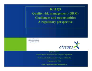 Risk management / Pharmaceutical industry / Actuarial science / Quality / Security / Validation / Good manufacturing practice / Management / Ethics / Risk