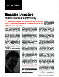 SPECIAL REPORT THOMAS A. PARMALEE Biocides Directive causes storm of controversy Dodge Co., the leading