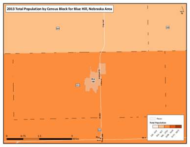 ´  S Ayr Ave 2013 Total Population by Census Block for Blue Hill, Nebraska Area