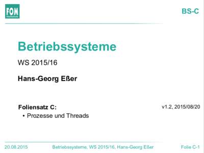 BS-C  Betriebssysteme WSHans-Georg Eßer