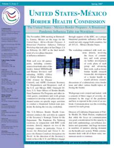 Volume 5, Issue 2  Spring 2007 UNITED STATES-MÉXICO BORDER HEALTH COMMISSION