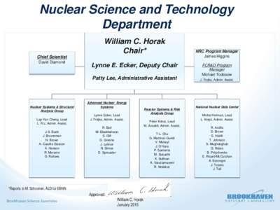 Nuclear Science and Technology Department William C. Horak Chair* Chief Scientist David Diamond