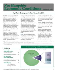 High Tech Employment in New Hampshire 2010 The 2010 annual average high tech employment in New Hampshire was 60,843 workers. High tech jobs represented 11.9 percent of New Hampshire’s total private