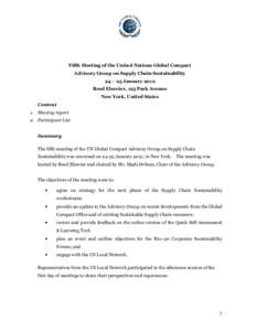 Report Fifth Meeting of the UN Global Compact Advisory Group on Supply Chain Sustainability _draft for review_