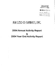 NA LEOOHAWAII INC[removed]Annual Activity Report &