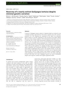 Breeding / Plant reproduction / Aldabrachelys / Conservation genetics / Population bottleneck / Galápagos tortoise / Captive breeding / Chelonoidis nigra abingdoni / Tortoise / Biology / Population genetics / Conservation