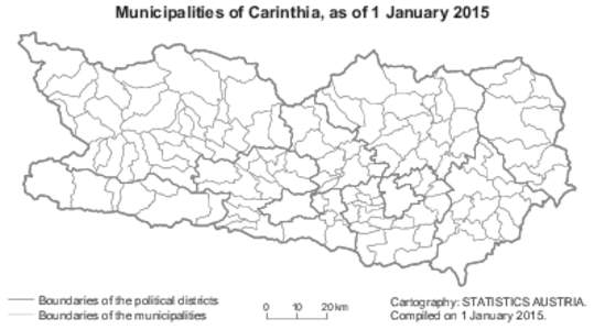 Municipalities of Carinthia, as of 1 January[removed]Boundaries of the political districts Boundaries of the municipalities  0