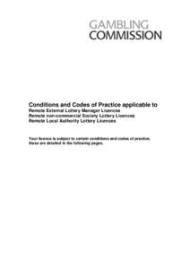 Licence conditions and codes of practice - remote lotteries - October 2010