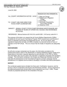 STATE OF CALIFORNIA - HEALTH AND HUMAN SERVICES AGENCY  GRAY DAVIS, Governor DEPARTMENT OF SOCIAL SERVICES 744 P Street, Sacramento, California 95814