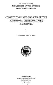 Constitution and Bylaws of the Minnesota Chippewa Tribe