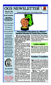 OGS NEWSLETTER May-June 2011 Volume 1, Issue 28 Oklahoma Genealogical Society -- Tips, Techniques, & Tidbits