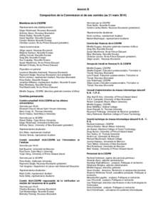 ANNEXE B Composition de la Commission et de ses comités (au 31 mars[removed]Membres de la CESPM Représentants des établissements : Edgar Robichaud, Nouveau-Brunswick Anthony Secco, Nouveau-Brunswick