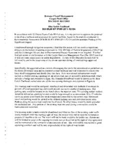 Bureau of Land Management Casper Field Office DECISION RECORD for Blue Gulch Trailhead DOI-BLM-WY-POG0[removed]EA