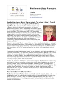 Leslie Carothers Joins Bienenstock Furniture Library Board