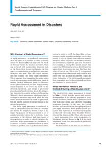 Special Feature: Comprehensive CME Program on Disaster Medicine Part 1  Conferences and Lectures Rapid Assessment in Disasters JMAJ 56(1): 19–24, 2013