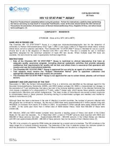 BP050010/0, HIV 1/2 STAT-PAK™ ASSAY Chembio Diagnostic Systems, Inc.