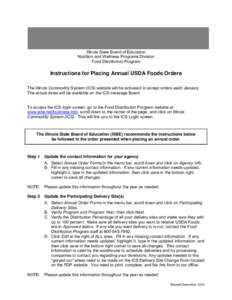 Illinois Food Distribution Program Instructions for Placing Annual Commodity Orders
