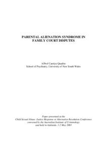 Parental alienation syndrome in family court disputes
