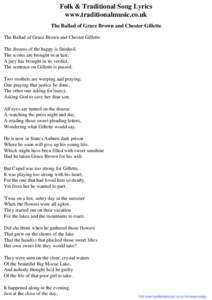 Folk & Traditional Song Lyrics - The Ballad of Grace Brown and Chester Gillette