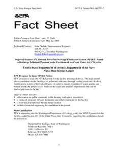 Fact Sheet for the Draft NPDES Permit for US Naval Station Kitsap Bangor, Washington