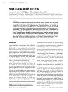 Computational biology / Knotted protein / Protein / Knot / STING / Trefoil knot fold / Knot theory / Biology / Protein structure / Proteomics