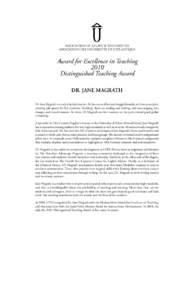 ASSOCIATION OF ATLANTIC UNIVERSITIES ASSOCIATION des UNIVERSITÉS de l’ATLANTIque Award for Excellence in Teaching 2010 Distinguished Teaching Award