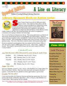 A Line on Literacy Solano County Library Literacy Services Library Sponsors Book-to-Action series:  S